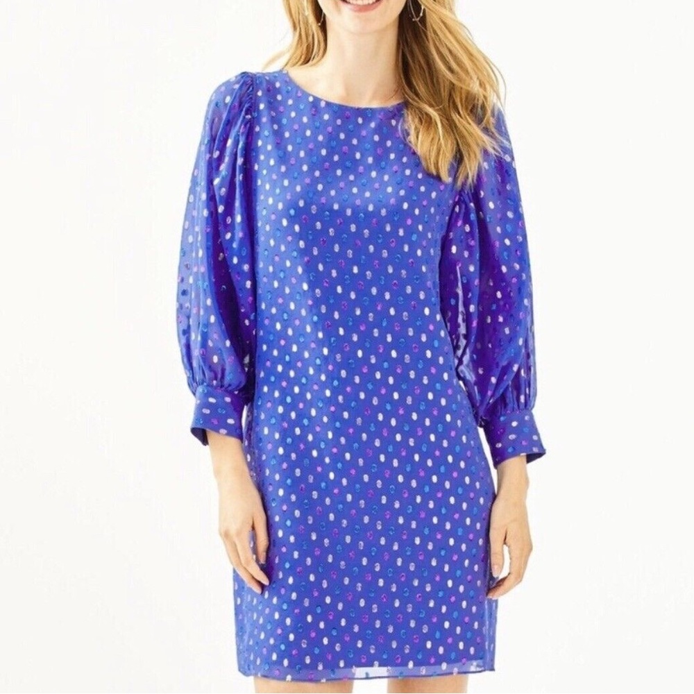NWT Lilly Pulitzer Maisel Silk Dress Iris Blue 00